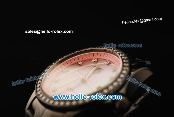 Tag Heuer Link Quartz Movement PVD Case and Strap with Pink MOP Dial and Diamond Bezel - Click Image to Close